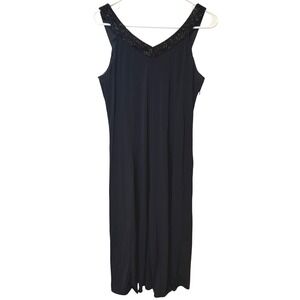 Armani Collezioni Black Beaded V Neck Sleeveless Midi Dress Made in Italy Sz 10